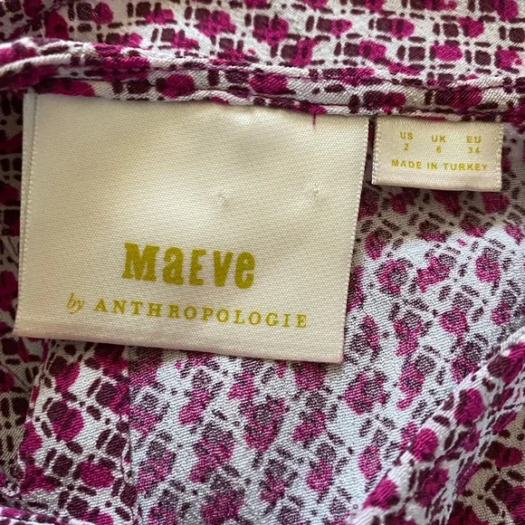 Maeve By Anthropologie Halter Neck Tank, Size 2, Pink/Burgundy/Cream - Picture 8 of 9